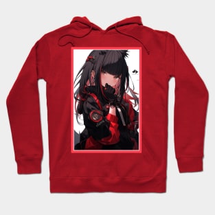 Aesthetic Anime Girl Red White Black | Quality Aesthetic Anime Design | Chibi Manga Anime Art Hoodie